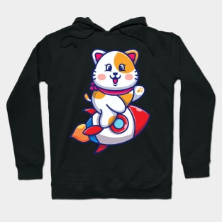 Cute cat riding rocket cartoon Hoodie